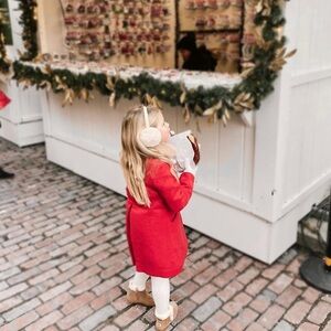 Mini Boden Red fur collar wool coat size 7-8